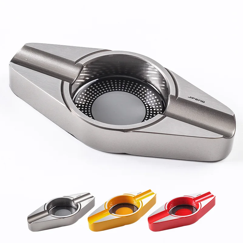 

New 1pcs Cigar Ashtray Metal Alloy Cigar Ash Tray Portable Ashtray Travel Personality Men's Gadgets JF-067