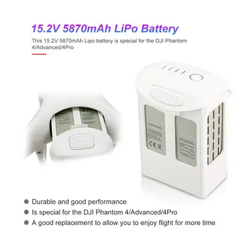 15.2V 5870mAh Intelligent Spare Flight LiPo Battery Replacement Part for DJI Phantom 4 /Advanced/4Pro FPV Quadcopter RC Drone
15.2V 5870mAh Intelligent Spare Flight LiPo Battery Replacement Part for DJI Phantom 4 /Advanced/4Pro FPV Quadcopter RC Drone