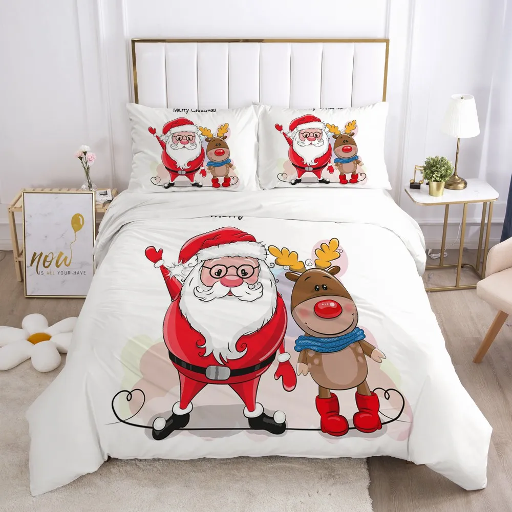 

Cartoon Kids Bedding Set for Crib Children Boys Girls Baby Comforter Quilt Duvet Cover Set Pillowcase Cover Single Santa Claus