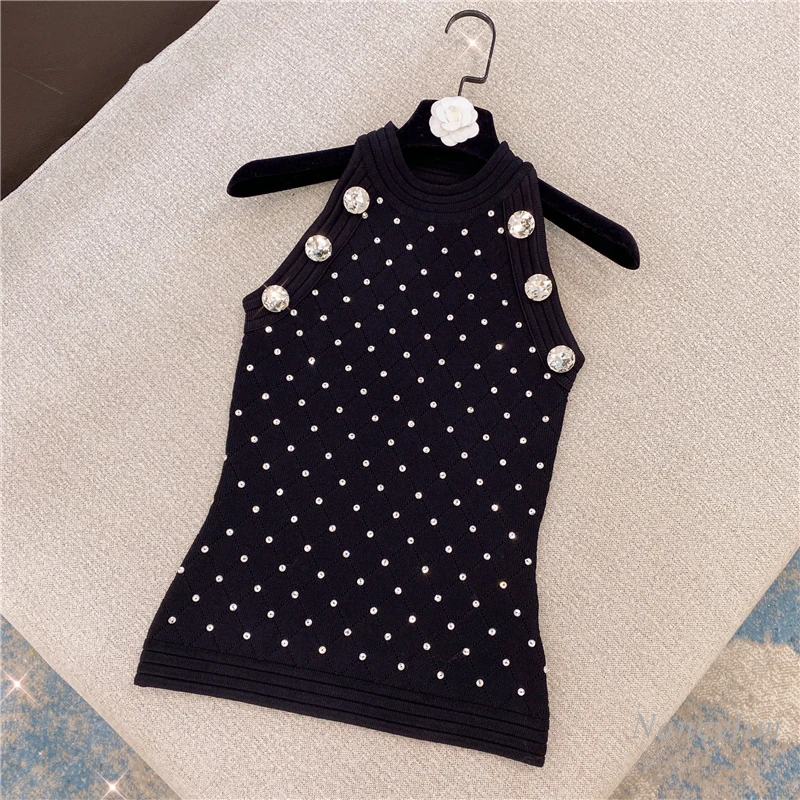 Rhinestone Knitted Vest Halter Tank for Women 2021 Spring Autumn New Korean Style Slim Fit Tight Sexy Crop Top Nancylim
Rhinestone Knitted Vest Halter Tank for Women 2021 Spring Autumn New Korean Style Slim Fit Tight Sexy Crop Top Nancylim
