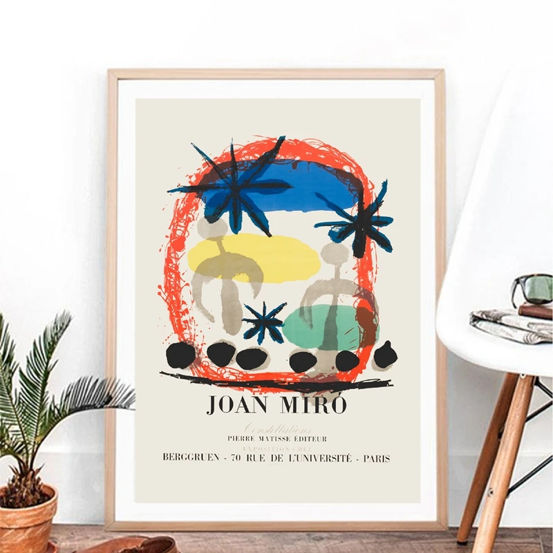 

Joan Miro Exhibition Vintage Abstract Poster Famous Canvas Painting Picture Mid Century Modern Prints Home Wall Art Decor