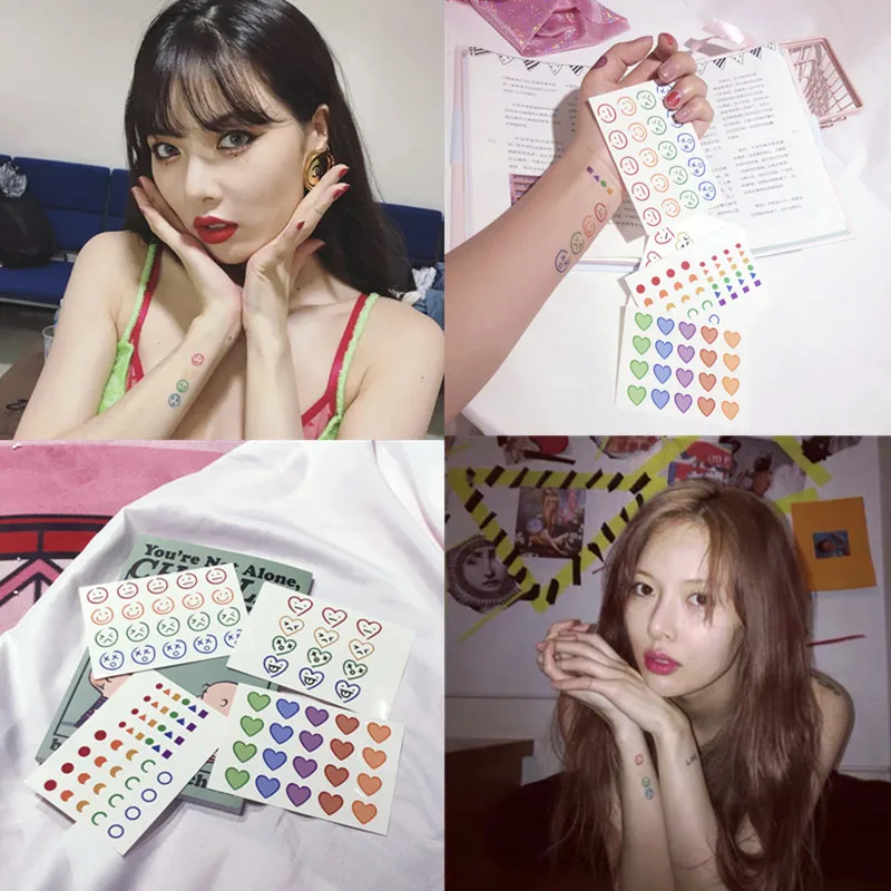 тату ins girl Minya same tattoo stickers smiley wrist color Korean style simple cute waterproof tattoo stickers 
тату ins girl Minya same tattoo stickers smiley wrist color Korean style simple cute waterproof tattoo stickers