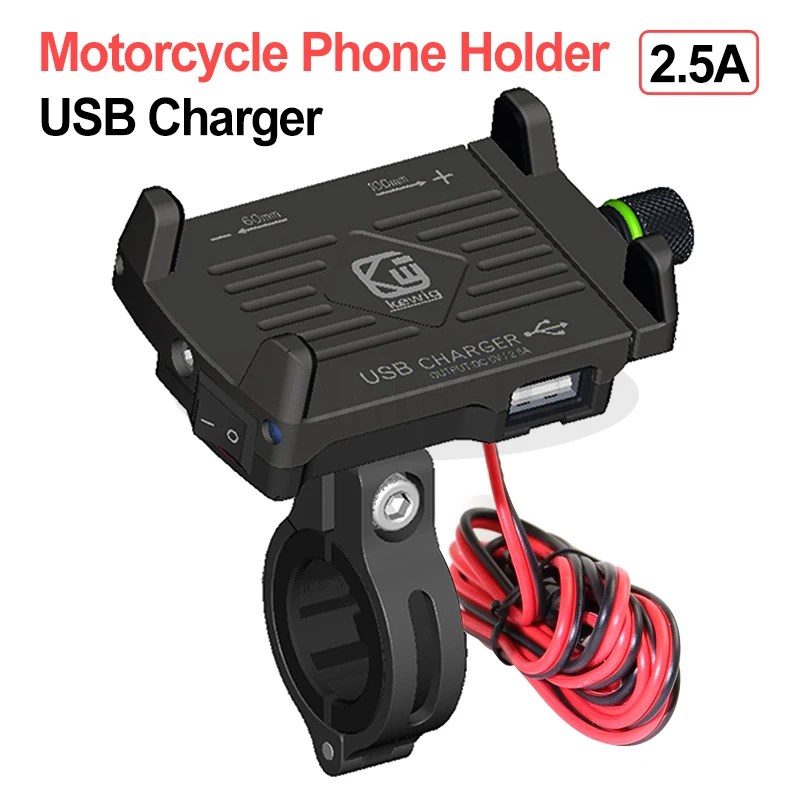 Motorcycle Phone Holder With 12/24V USB Charger Adjustable Aluminum Alloy Mobile Phone Stand For Electric Car Motorcycle Holder 
Motorcycle Phone Holder With 12/24V USB Charger Adjustable Aluminum Alloy Mobile Phone Stand For Electric Car Motorcycle Holder