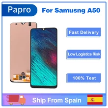 Ensemble écran tactile LCD avec châssis, pour SAMSUNG GALAXY A50 A505/DS A505FN A505G A505GN A505YN, meilleur OEM=