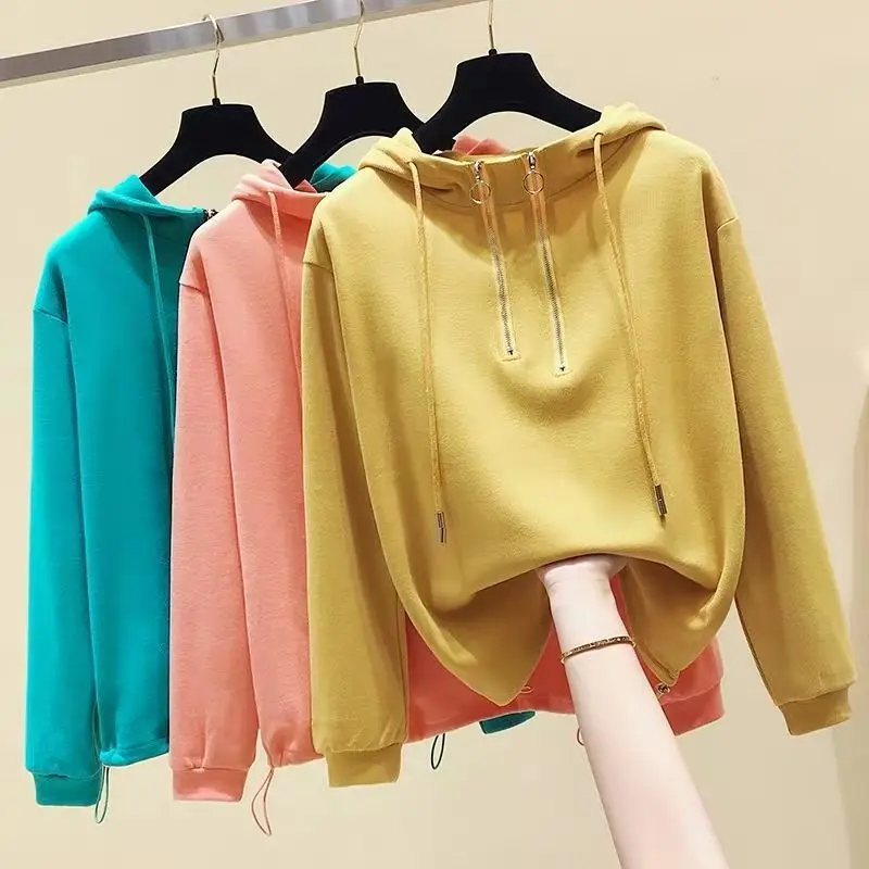 Autumn Winter Sweatshirt Women's Hooded Pullover New Loose Half-Zipper Drawstring Long Sleeves All-Match
Autumn Winter Sweatshirt Women's Hooded Pullover New Loose Half-Zipper Drawstring Long Sleeves All-Match