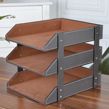Three layers Brown plain PU leather document tray office supply desktop file newspaper magazine shelf
Three layers Brown plain PU leather document tray office supply desktop file newspaper magazine shelf