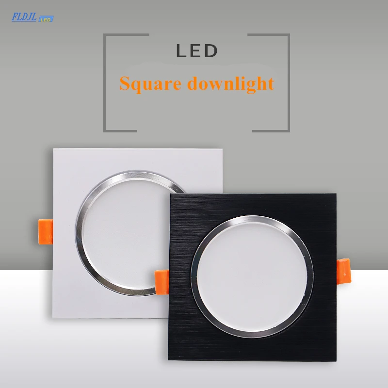 

LED Downlights 3W 5W 7W 9W 12W AC85-265V Square Silver Black White LED Ceiling Lamp Down Light for Kitchen Home Indoor Lighting