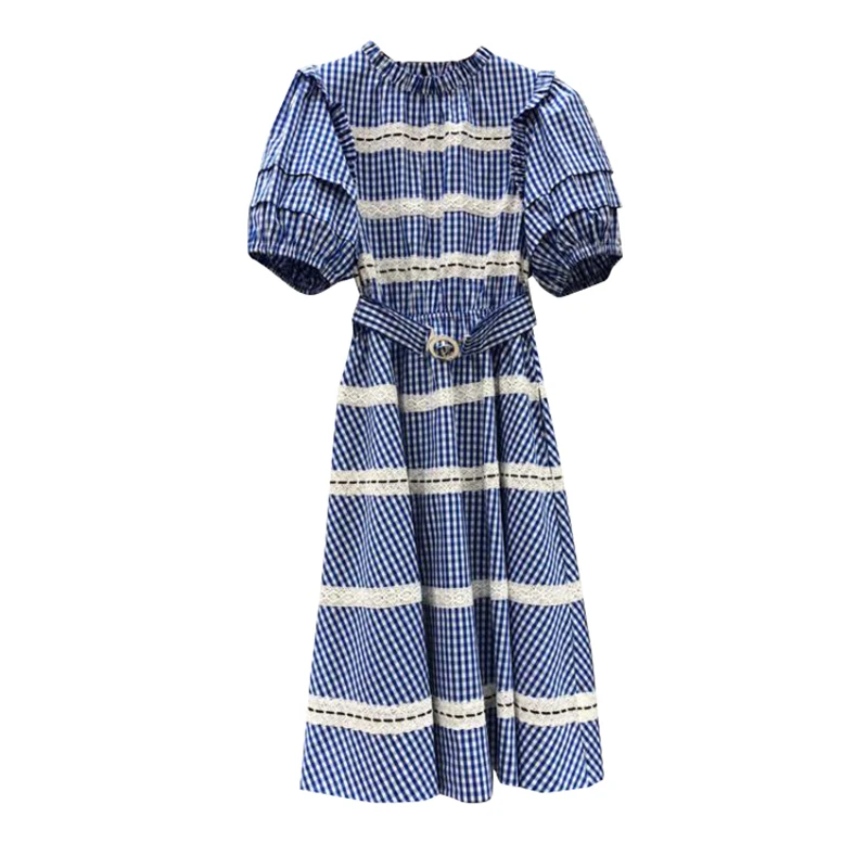 Elegant Hit Color Dresses For Women Stand Collar Puff Sleeve High Waist Plaid Patchwork Lace Dress Female Fashion
Elegant Hit Color Dresses For Women Stand Collar Puff Sleeve High Waist Plaid Patchwork Lace Dress Female Fashion