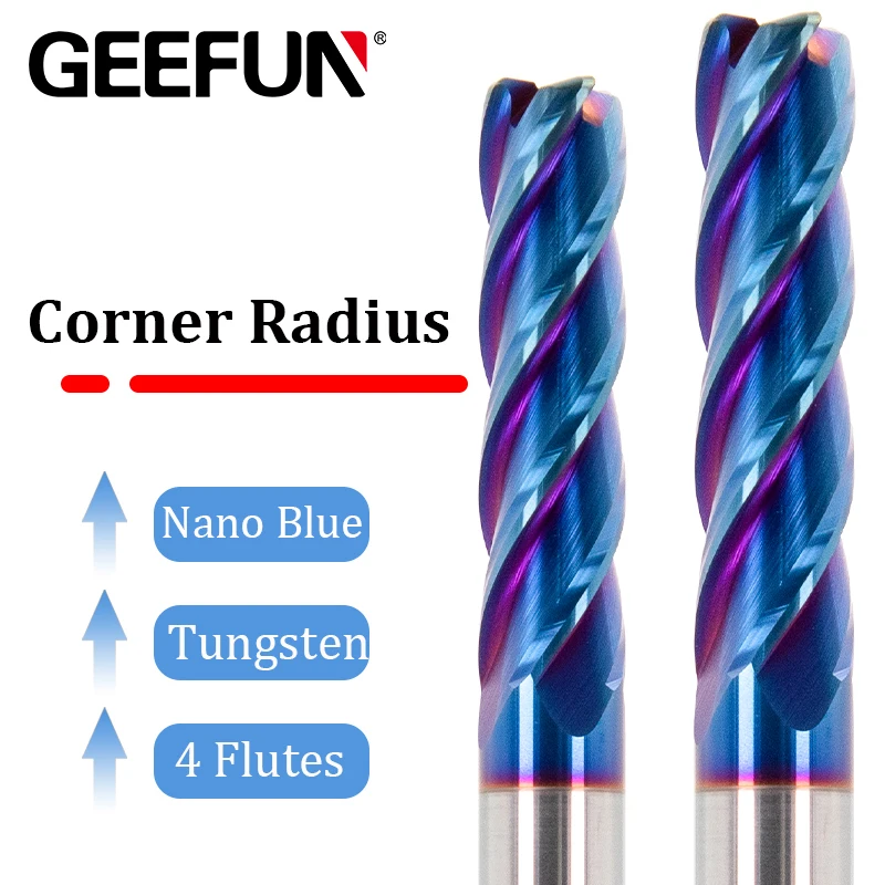 Solid Carbide Corner Radius End Mills CNC Milling Cutter Finishing Cut 4 Flutes Nano Blue Coating CNC Tools HRC65 Endmills
Solid Carbide Corner Radius End Mills CNC Milling Cutter Finishing Cut 4 Flutes Nano Blue Coating CNC Tools HRC65 Endmills