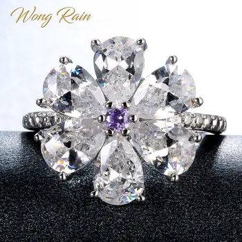 Wong Rain Trendy 100% 925 Sterling Silver White Topaz Gemstone Wedding Engagement Cocktail Flower Ring Fine Jewelry Wholesale 
Wong Rain Trendy 100% 925 Sterling Silver White Topaz Gemstone Wedding Engagement Cocktail Flower Ring Fine Jewelry Wholesale