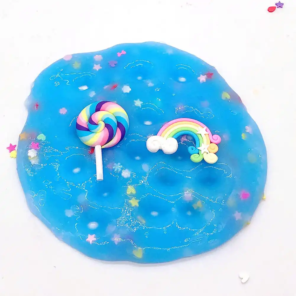 reusable diy mud birthday cake clay soft stretchy rainbow slime