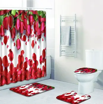ONGLYP 4pcs Shower Curtain Set 3D Rose Flowers Bathroom Curtains with Hooks Non Slip Bath Mat Toilet Cover Rugs Mat Home Decor
ONGLYP 4pcs Shower Curtain Set 3D Rose Flowers Bathroom Curtains with Hooks Non Slip Bath Mat Toilet Cover Rugs Mat Home Decor