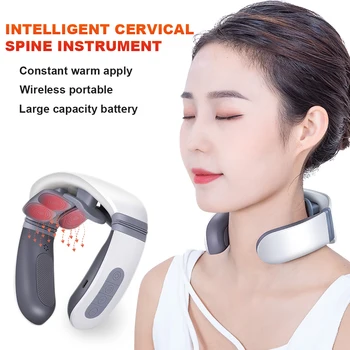 6 Heads Smart Electric Neck and Shoulder Massager Voice Control Pain Relief Neck Massage Machine Cervical Vertebra Physiotherapy
