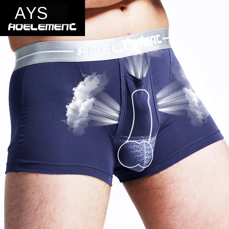 

2020Men's Bullet Separation Underwear Scrotum Support Bag Physiological Health Boxer Modal U Convex Separation Boxer