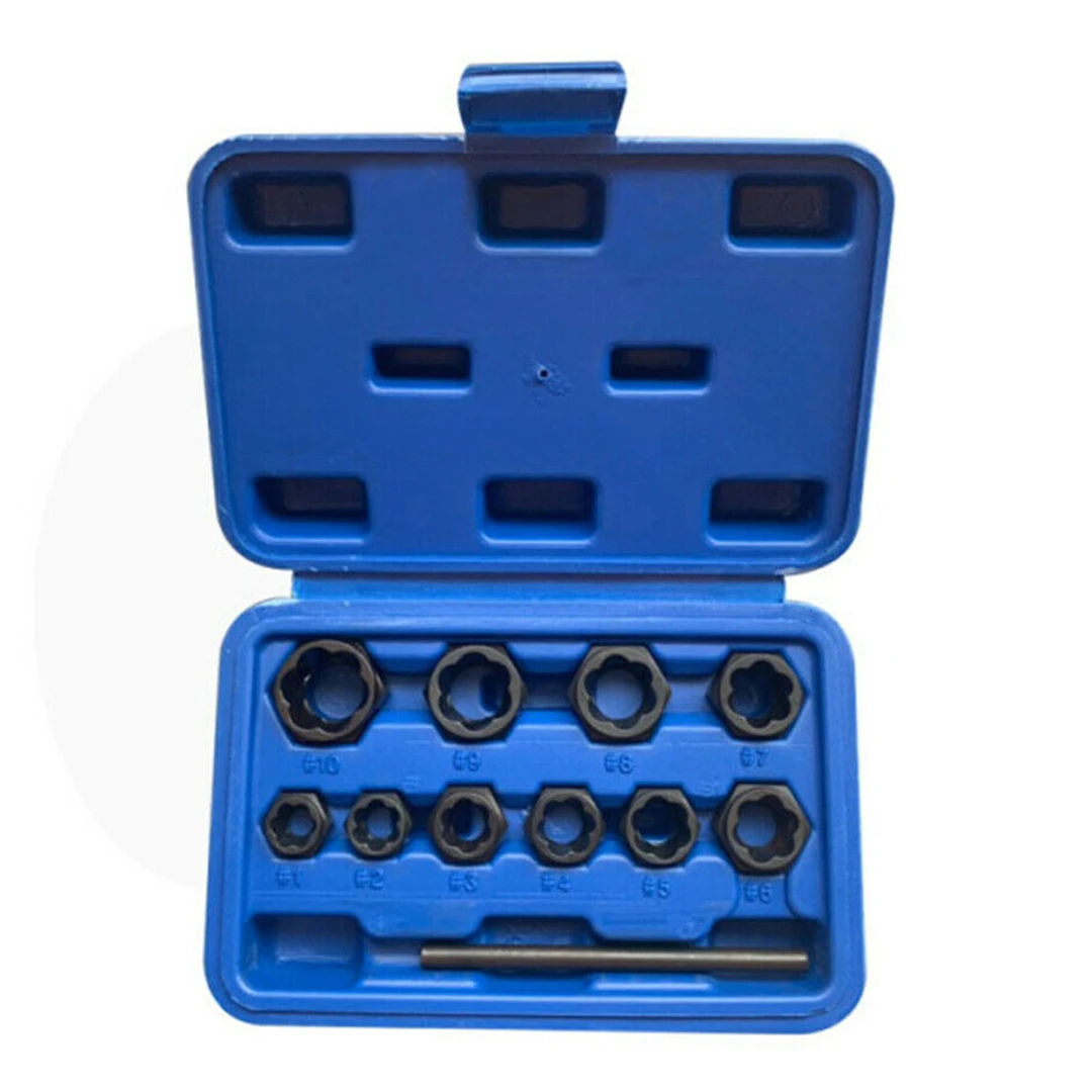 11pcs Damaged Nut Low Remover Stud Extractor Set Broken Bolt Screw Removal Tool With Box Hardware Repair Hand Tool
11pcs Damaged Nut Low Remover Stud Extractor Set Broken Bolt Screw Removal Tool With Box Hardware Repair Hand Tool