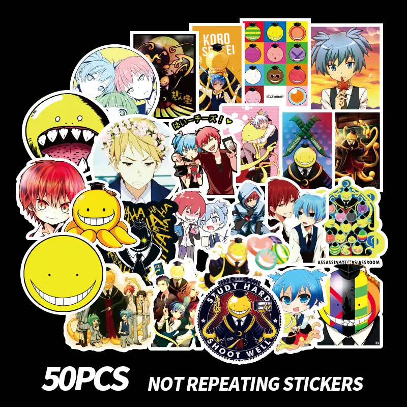 

50Pcs Anime Stickers Scrapbooking Assassination Classroom Stickers Scrapbook Waterproof Sticker For Laptop Suitcase Fridge Phone