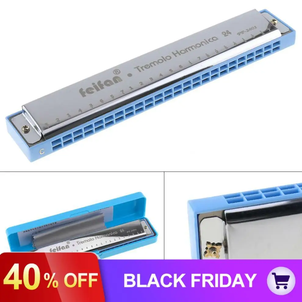 Beginners Metal 24 Holes Complex Tone Professional Blues Harmonica Wind Instrument
Beginners Metal 24 Holes Complex Tone Professional Blues Harmonica Wind Instrument