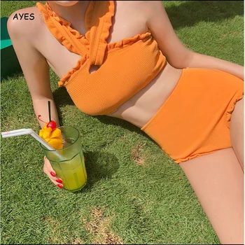Swimwear Padded Summer Beach Pool Bathing Suit Tankini Ruffled High Waist Bikinis Set 2020 Korean Style Swimsuits Yellow Bikini
Swimwear Padded Summer Beach Pool Bathing Suit Tankini Ruffled High Waist Bikinis Set 2020 Korean Style Swimsuits Yellow Bikini