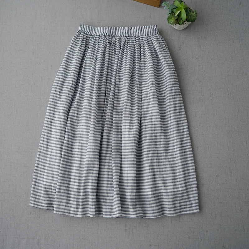 Spring Summer Women All-match Loose Plus Size Mori Girls Striped Comfortable Elastic Waist All-match Brief Basic Cotton Skirts
Spring Summer Women All-match Loose Plus Size Mori Girls Striped Comfortable Elastic Waist All-match Brief Basic Cotton Skirts