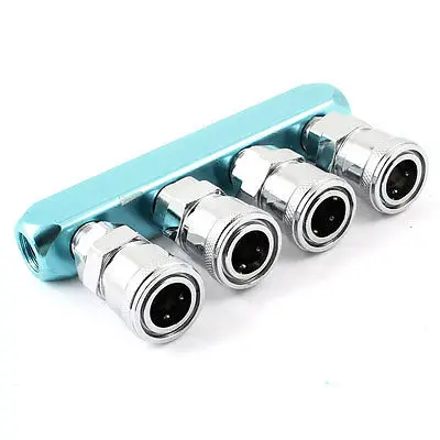 Metal Air Hose 4 Way Pass Cinnecting Quick Coupler Socket Silver Tone Light Blue
Metal Air Hose 4 Way Pass Cinnecting Quick Coupler Socket Silver Tone Light Blue