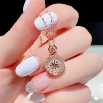 18K Rose Gold Compass Shell Stars Diamond Pendant Necklace Christmas Gift for Women Valentines Day Gift for Girlfriend
18K Rose Gold Compass Shell Stars Diamond Pendant Necklace Christmas Gift for Women Valentines Day Gift for Girlfriend
