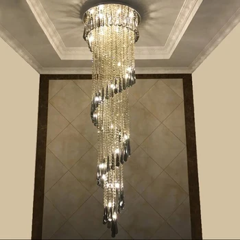 Modern Chandelier For Smoky Gray Crystal Luxury Fixtures Long Interior Stairway Lighting Corridor Chandelier Villa light 
Modern Chandelier For Smoky Gray Crystal Luxury Fixtures Long Interior Stairway Lighting Corridor Chandelier Villa light