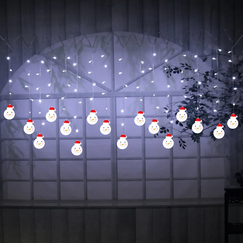 LED Christmas Curtain Snowman Fairy Lights