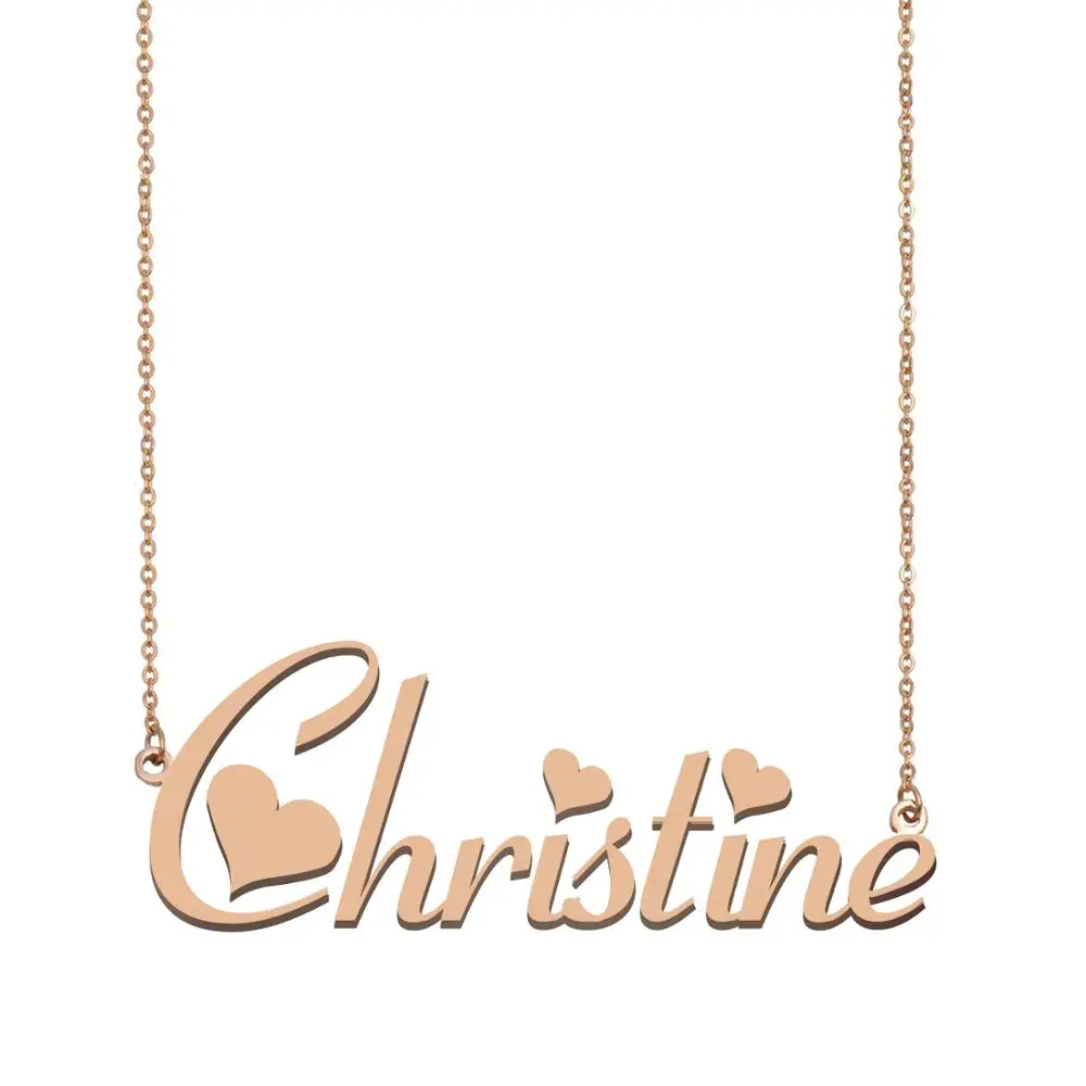 

Christine Nameplate Necklace, Custom Name Pendant for Women Girls Best Friends Birthday Wedding Christmas Mother Days Gift