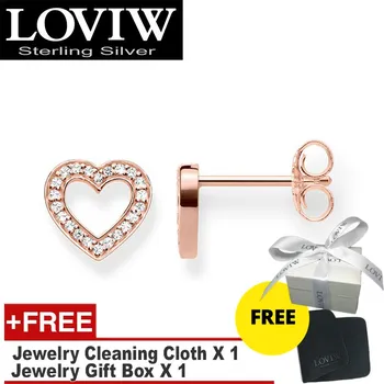 Heart Rose Gold CZ Pave Ear Studs Earrings thomas sabor European Style Fashion Trendy Jewerly For Women Girl Sterling Silver 
Heart Rose Gold CZ Pave Ear Studs Earrings thomas sabor European Style Fashion Trendy Jewerly For Women Girl Sterling Silver