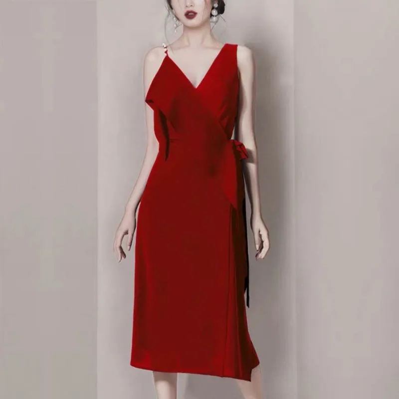 Sexy V Neck Sleeceless Slim Evening Dress Chic Spaghetti Strap High Waist A Line Solid Color Prom Dress For Women
Sexy V Neck Sleeceless Slim Evening Dress Chic Spaghetti Strap High Waist A Line Solid Color Prom Dress For Women
