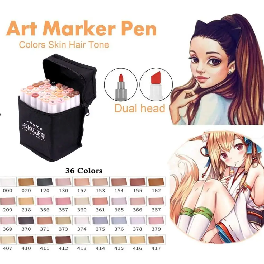 36 Color Markers Skin & Hair Tones Dual Tip Set - Double-Ended Art Markers with Chisel Point and Round Head Tip
36 Color Markers Skin & Hair Tones Dual Tip Set - Double-Ended Art Markers with Chisel Point and Round Head Tip