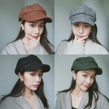 Artistic Retro Plaid Beret Wool Octagonal Cap Cool GIRL'S Autumn And Winter Japanese-style Versatile Duckbill Hat Painter Cap Me
Artistic Retro Plaid Beret Wool Octagonal Cap Cool GIRL'S Autumn And Winter Japanese-style Versatile Duckbill Hat Painter Cap Me