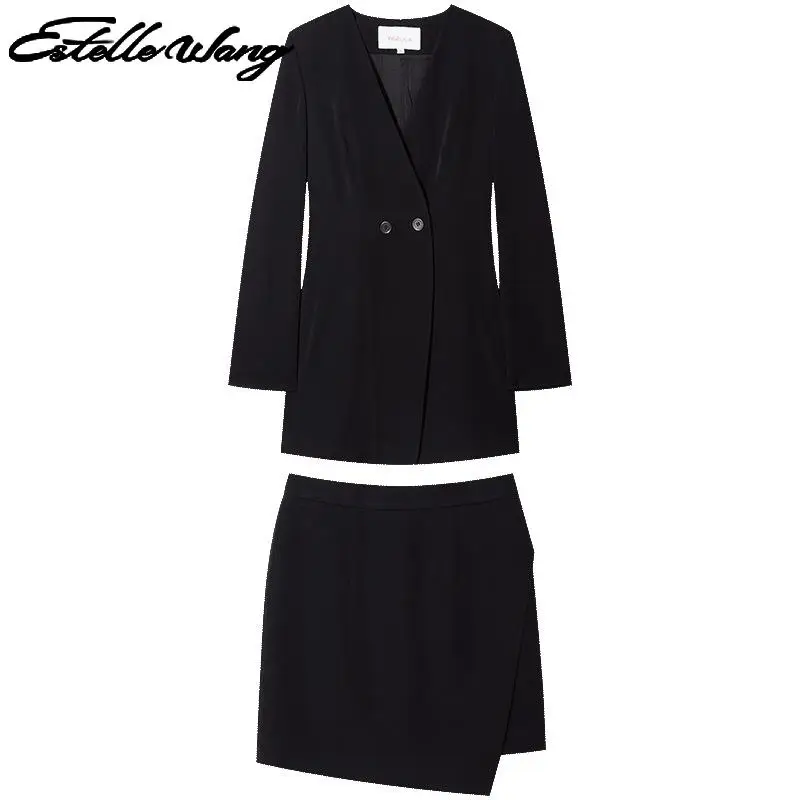 Women Spring Black Suit Fashion Casual Long Sleeve Top Lace Up Waist Irregular Skirt Dress 2 Piece Set Female Suit With Skirt
Women Spring Black Suit Fashion Casual Long Sleeve Top Lace Up Waist Irregular Skirt Dress 2 Piece Set Female Suit With Skirt