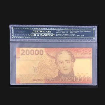 Chile Color Gold Banknote 20000 Pesos Gold Note With COA Frame in 24K Fake Paper Money For Souveni Gifts
Chile Color Gold Banknote 20000 Pesos Gold Note With COA Frame in 24K Fake Paper Money For Souveni Gifts