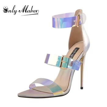 Onlymaker Women's 12cm Pointy Peep Toe Holographic Ankle Strap Stilettos Sandals for Summer
Onlymaker Women's 12cm Pointy Peep Toe Holographic Ankle Strap Stilettos Sandals for Summer