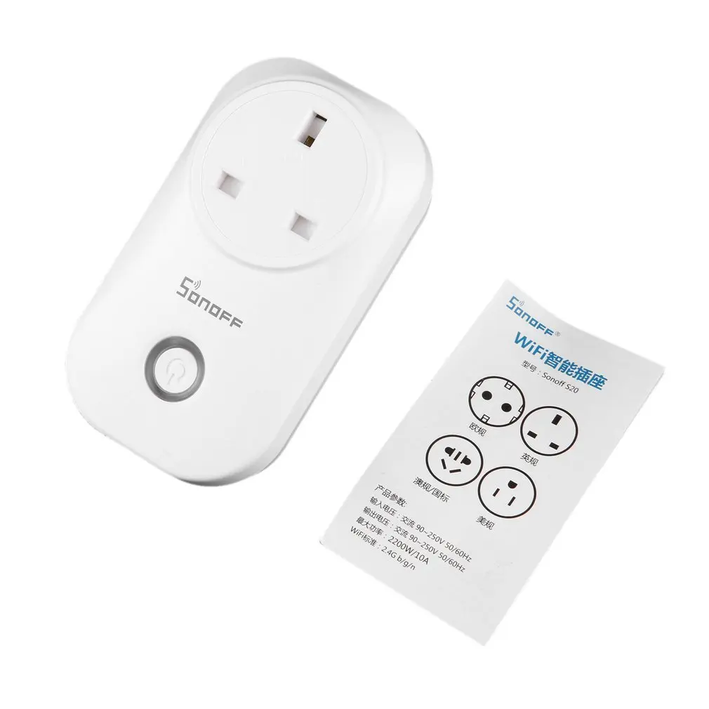 Sonoff S20 EU/US/UK Wireless WiFi Timer Socket 10A 2200w Remote Power Supply Plug IOS Android Phone Remote Control Smart Home
Sonoff S20 EU/US/UK Wireless WiFi Timer Socket 10A 2200w Remote Power Supply Plug IOS Android Phone Remote Control Smart Home