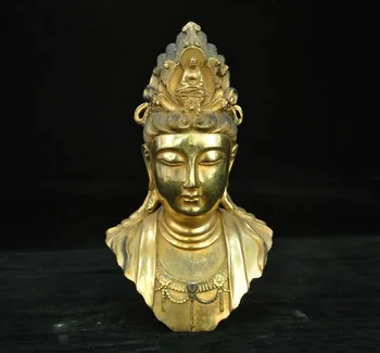 wedding decoration 8"Old China Bronze 24k gold Gilt Kwan-Yin GuanYin Bodhisattva bust Buddha statue 
wedding decoration 8"Old China Bronze 24k gold Gilt Kwan-Yin GuanYin Bodhisattva bust Buddha statue
