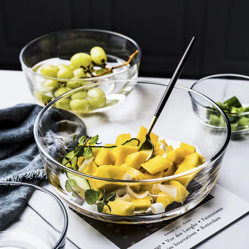 Glass salad bowl Transparent Heat-resistant bowl Large mixing bowl sweetmeats Creative Rice Soup Bowls
Glass salad bowl Transparent Heat-resistant bowl Large mixing bowl sweetmeats Creative Rice Soup Bowls