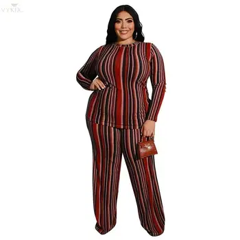 Spring Winter Plus Size Tracksuit Women Set Full Sleeve Striped Print Knitting Suit Two Piece Set Top And Pants Womens Clothing
Spring Winter Plus Size Tracksuit Women Set Full Sleeve Striped Print Knitting Suit Two Piece Set Top And Pants Womens Clothing