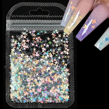 Laser Sequins For Nails Gold Silver Glitter Holographic Flakes Four-pointed Star Shape Nail Art Decorations Polish Manicure
Laser Sequins For Nails Gold Silver Glitter Holographic Flakes Four-pointed Star Shape Nail Art Decorations Polish Manicure