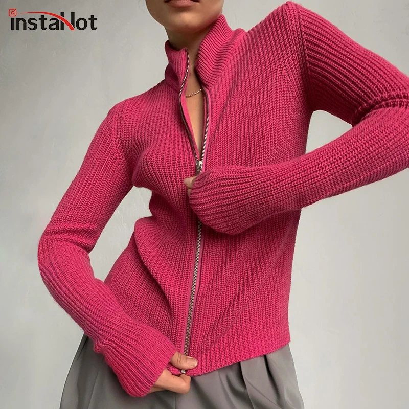 InstaHot Women Knitted Cardigans Long SLeeve Zipper Up Slim Vintage Casual Streetwear Elegant Solid Autumn Tops Sweaters Jacket
InstaHot Women Knitted Cardigans Long SLeeve Zipper Up Slim Vintage Casual Streetwear Elegant Solid Autumn Tops Sweaters Jacket