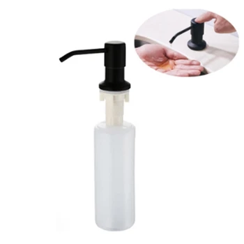 300Ml Kitchen Sink Hand Soap Dispenser Plastic Bottle, Liquid Under Brushed Nickel Head,for Bathroom and Kitchen-Black 
300Ml Kitchen Sink Hand Soap Dispenser Plastic Bottle, Liquid Under Brushed Nickel Head,for Bathroom and Kitchen-Black