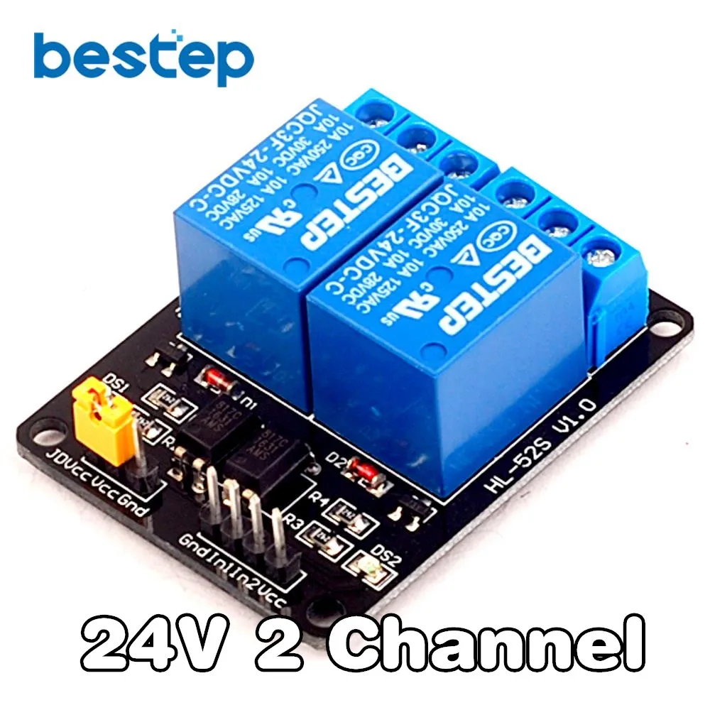 24V 2 Channel Relay Module Low Level Trigger with Optocoupler Output way for Arduino | Электронные компоненты и