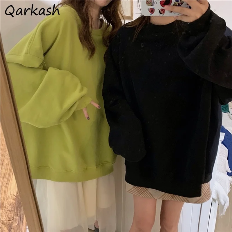 

Sweatshirts Women Pure Fit Couple Ulzzang High Street Hipster Unisex Loose Casual All-match Autumn Ins 2021 New Arrival Classy