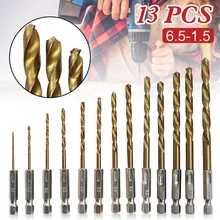Hot sale 13Pcs Drill Bit Set Titanium Coated HSS 1/4" Hex Shank 1.5-6.5mm Screwdriver Twist Drilling Bit Hole Saw Cutting Kit
Hot sale 13Pcs Drill Bit Set Titanium Coated HSS 1/4" Hex Shank 1.5-6.5mm Screwdriver Twist Drilling Bit Hole Saw Cutting Kit