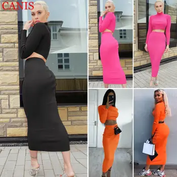 Women Long Sleeve Loose Crop Tops Blouse Baggy Casual T-shirt + Slim Skirt Dress
Women Long Sleeve Loose Crop Tops Blouse Baggy Casual T-shirt + Slim Skirt Dress
