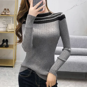 #3827 Tight Sweater Women Slim Split Joint Women Sweaters And Pullovers High Neck Womens Sweaters Long Sleeve Thin Knitted Tops
#3827 Tight Sweater Women Slim Split Joint Women Sweaters And Pullovers High Neck Womens Sweaters Long Sleeve Thin Knitted Tops