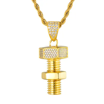 Hip Hop Gold Color Screw Pendant Pave Cubic Zircon Bling Iced Out Screw Nut Necklace For Men Punk Jewelry Drop Shipping
Hip Hop Gold Color Screw Pendant Pave Cubic Zircon Bling Iced Out Screw Nut Necklace For Men Punk Jewelry Drop Shipping