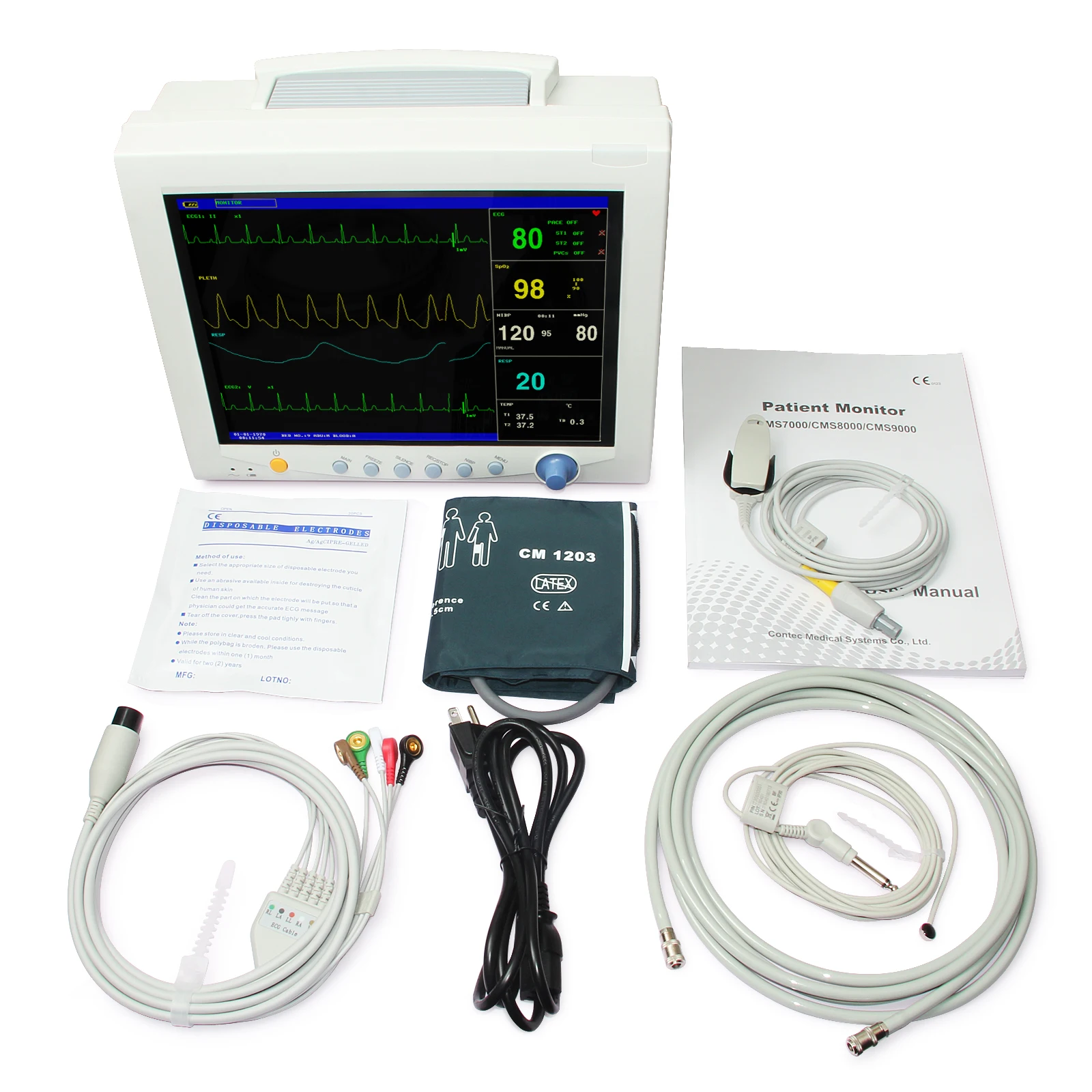 CONTEC CMS7000 Patient Monitor ECG RESP SpO2 PR NIBP and dual-channel TEMP ICU | Красота и здоровье