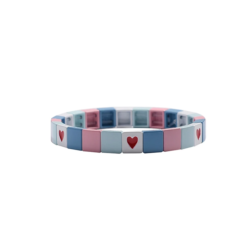 Heart Enamel Bracelet Tile Bead Bracelet Stacking Colorblock Thread Bracelet Pink Square Metal DIY Trendy Tila Strentch Wrisband
Heart Enamel Bracelet Tile Bead Bracelet Stacking Colorblock Thread Bracelet Pink Square Metal DIY Trendy Tila Strentch Wrisband